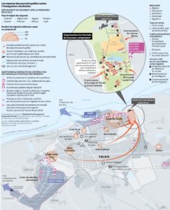 La nouvelle géographie des migrants à Calais. Infographie du Monde. 